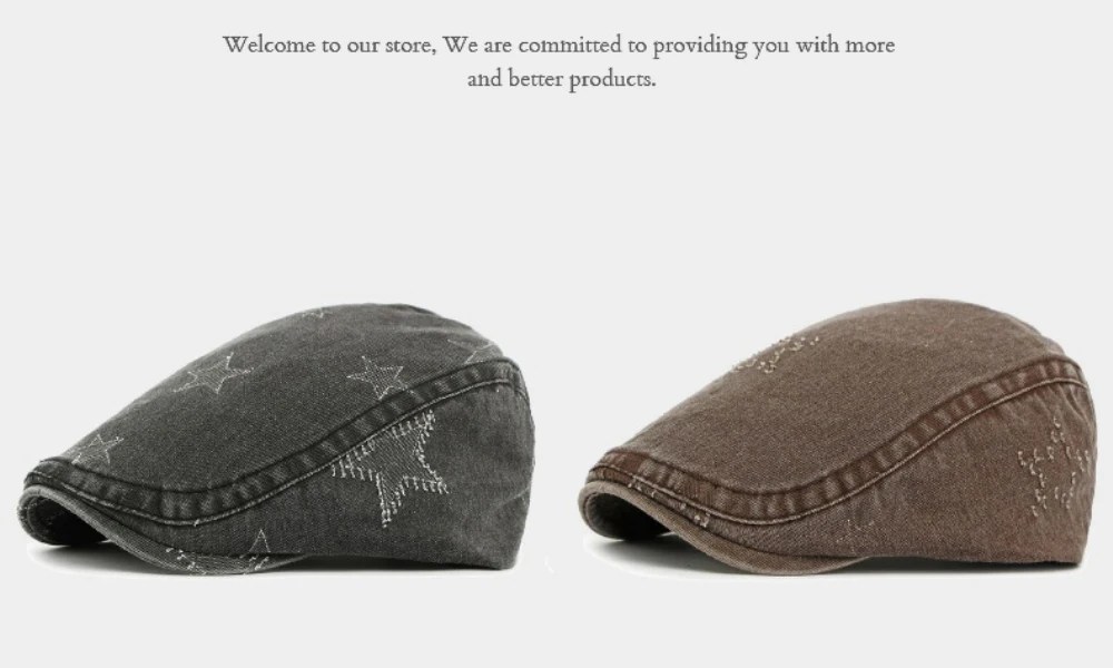 HT5101 Baskenmützen für Herren und Damen 2026 – Neue Stars Ivy Flat Cap für Künstler und Maler, Frühling/Herbst, 100 % Baumwolle – Detail 1