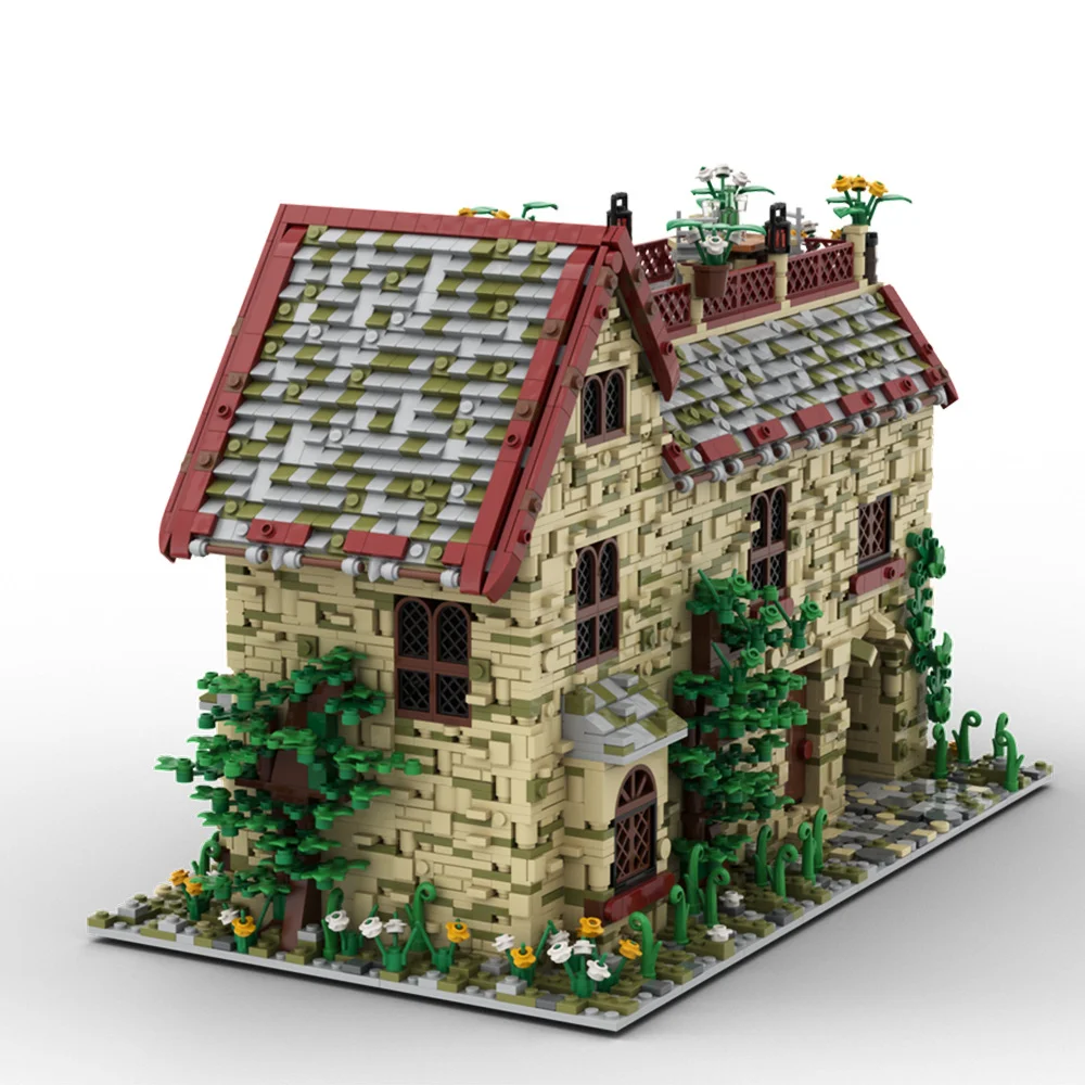 MOC House con mattone un soffitta Giardino Street View Architettura Modello Building Block Compleanno Bambini Compleanno Regalo giocattolo di Natale