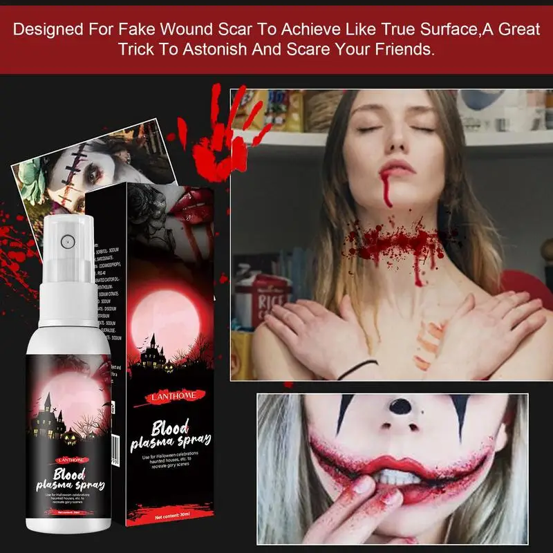 30ml Halloween Fake Blood Spray Face Make Up Scary Halloween Wound Bruises Fake Scars For Cosplay Makeup Fancy Carnival Party