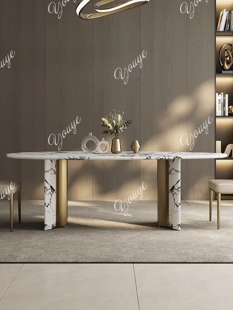 

J C Italian Light Luxury Water Drop Shaped Marble Dining Table High Sense Natural Luxury Stone Dining Table Living Room