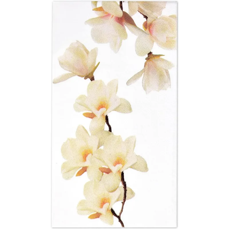 100 Floral White Magnolia Blossom Guest Napkins 3 Ply Disposable Paper Spring Flowers Dinner Hand Napkin