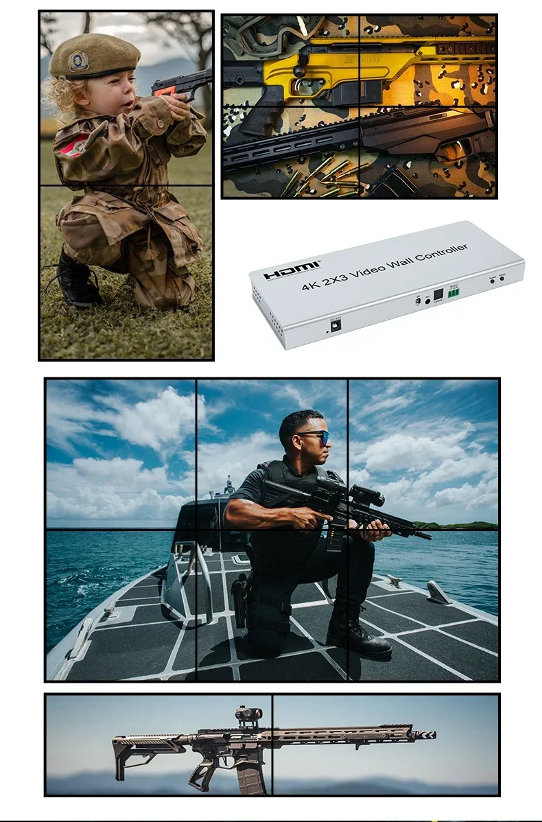 Controller da parete video HDMI 4K 2x3 2x2 1x4 HDMI Wall 6 Schermo Video Processore di cucitura a parete Giuntatrice TV per 6 TV Display di giunzione