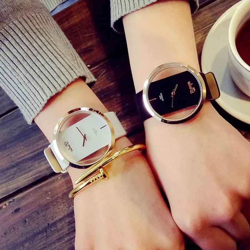 Famous Brand Watch For Women Luxury Leather Skeleton Strap Watch Dress Watch Casual Quartz  Watch