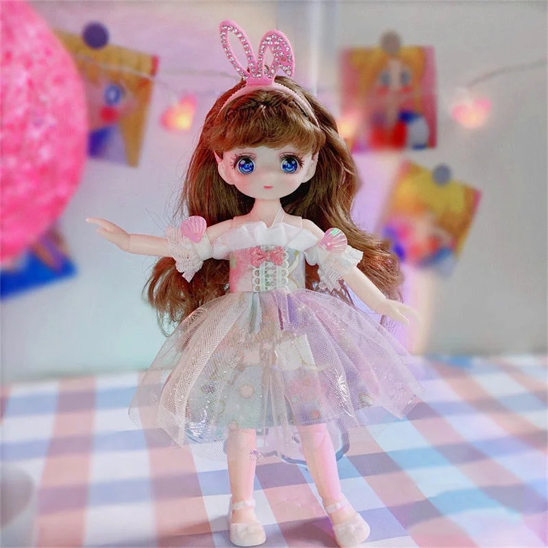 New Girls Doll 23cm Height Anime Doll 1/7 Bjd Cartoon Comic Face Doll with Clothes Dress Up Toys for Children