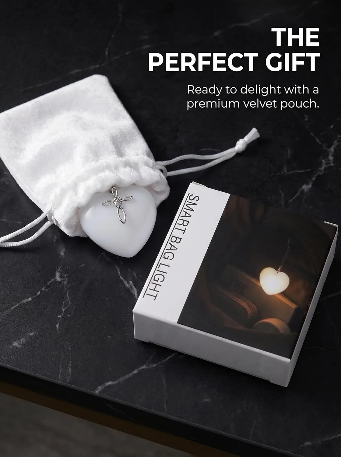 Rechargeable Heart LED Purse Light Handbag with Cross Pendant Touch Activated Bag Light for Deep Totes Must Haves Accessories Gift for Women Silver