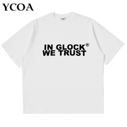 Men T-Shirt 100% Cotton Y2k Streetwear Letter Korean Fashion Print Gothic Harajuku Vintage Tops Tees Oversized Aesthetic Clothes