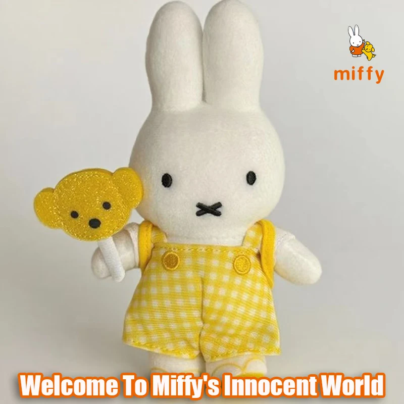 Gelbe Miffy Plüschpuppe, kreativer Cartoon-Rucksack-Anhänger, Kawaii Dopamin, flauschiges Stofftier, Anime-Zubehör, Mädchen, perfektes Geschenk