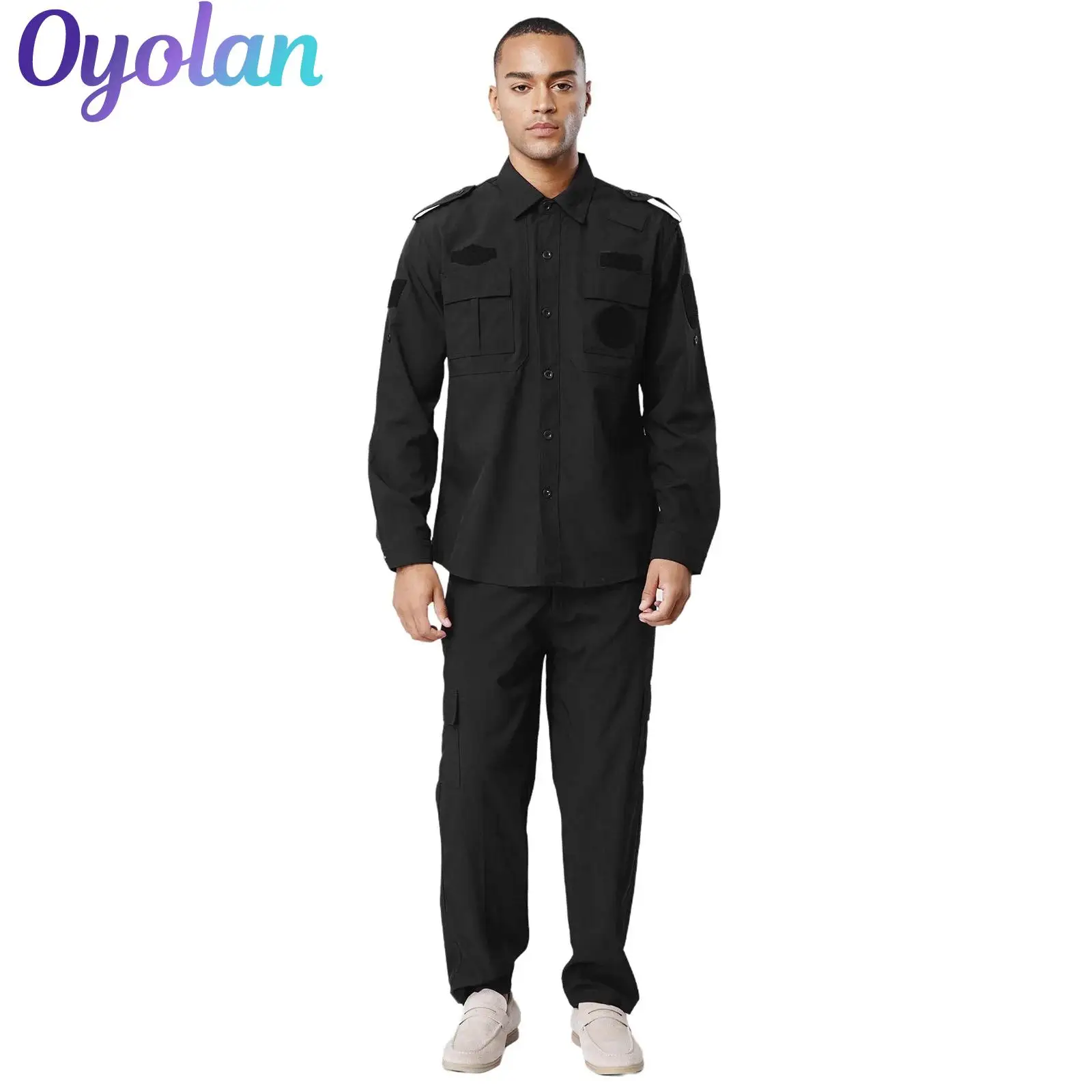 

Mens Drillmaster Security Guard Police Uniform Shirt And Long Pants Military Training Goutfits Security Guard Cosplay Costume