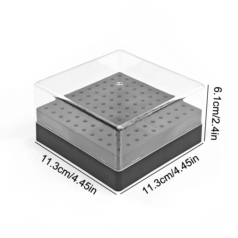 100 Holes Nail Art Drill Storage Box Grinding Polish Head Bit Holder Display Nail Drill Bits Organizer Plastic Nail Stand