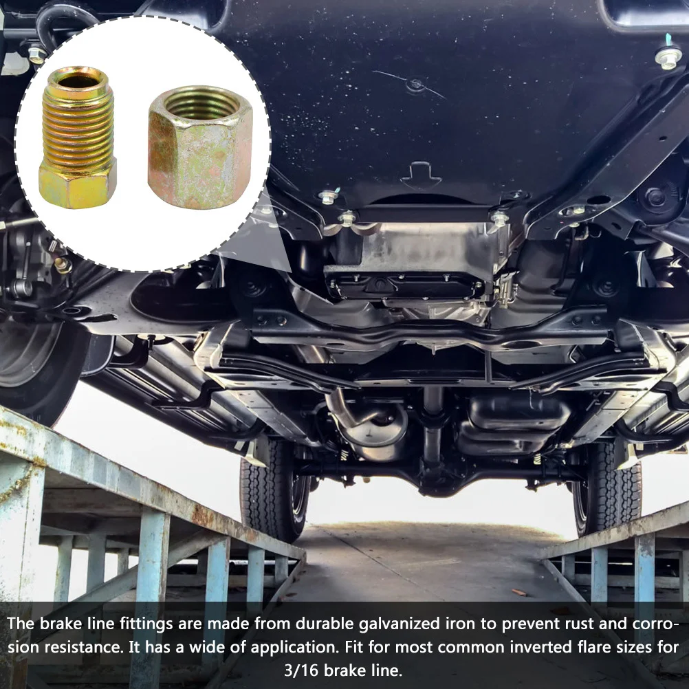 

25 Fittings 3/16 Inch Galvanized Iron Inverted Flare Connector For Most Brake Pipes Brake Pipe Nuts Motorcycle