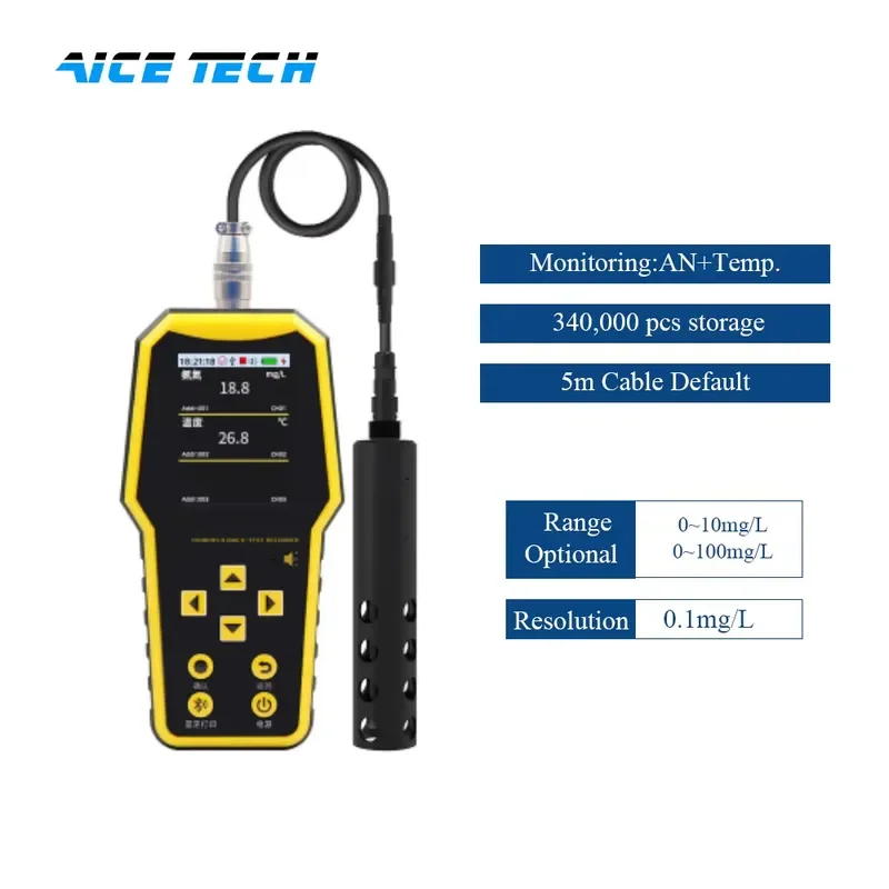 for Aice Tech Portable Handheld Industrial Water Quality pH Meter Ammonia Nitrogen Meter 0-10mg/L 0.1mg/L Resolution 5000mAh