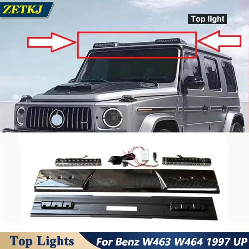 Dry Carbon Fiber Cover Car Top Lights Decorative Wing Spoiler Light For Benz G-Class W463 W464 G500 G63 G350 G55 Tuning 1997 UP