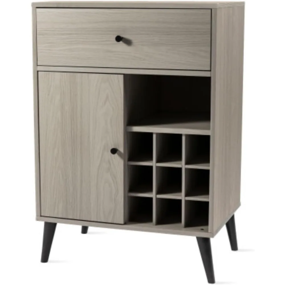 Modern multifunctional grey wine cabinet, single drawer, single cabinet with removable wine rack