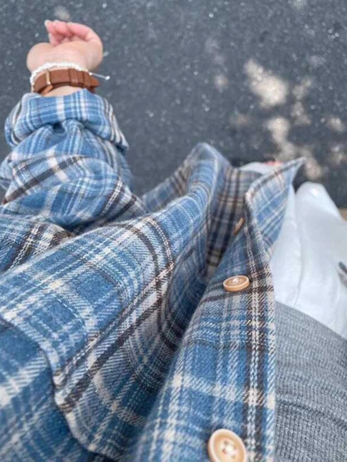 Korean Contrast Color Plaid Long Sve irt Loose Casual Sle Men's Women's Spring Autumn Trendy Couple Tops Polyester