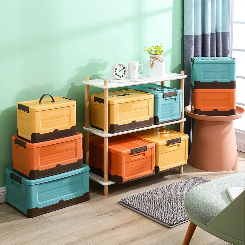 

Large Capacity Travel Foldable Storage Box With Lid Multifunction Organizer Toy Box Student Dormitory Plastic Storage Case New