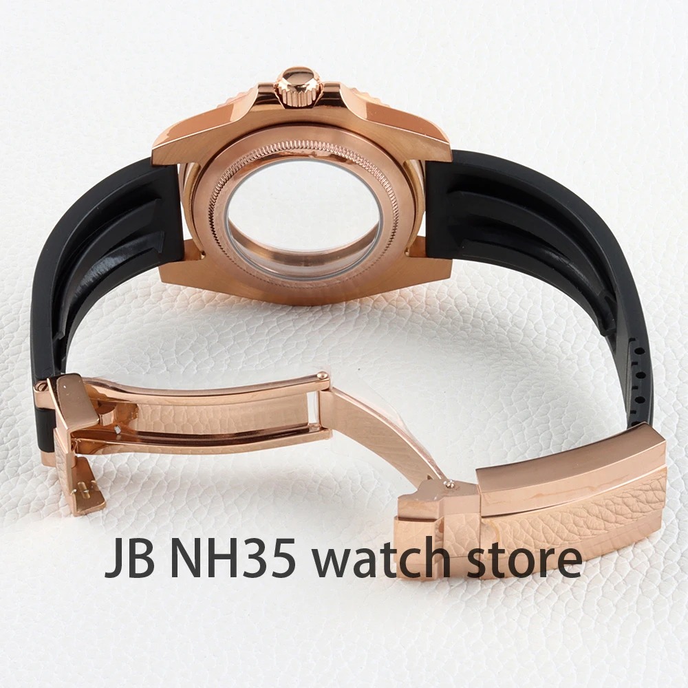40mm Watch Case Waterproof Sapphire Glass Rubber Strap For Seiko Nh35 Nh36 Nh38  Automatic Movement 28.5mm Yacht-Master Case
