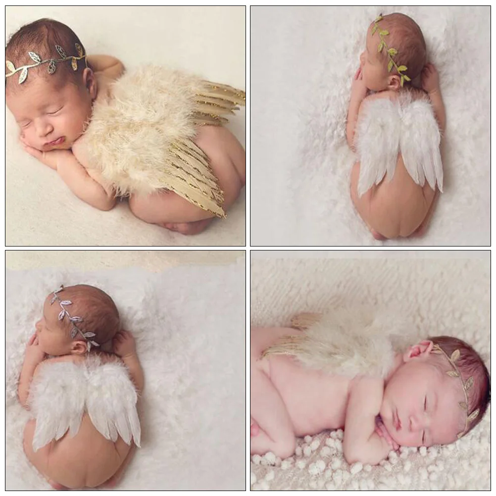 

1Set Newborn Angel Wings Leaf Headdress Soft Photo Props Baby Photography Decoration Gift Shower Wing Props