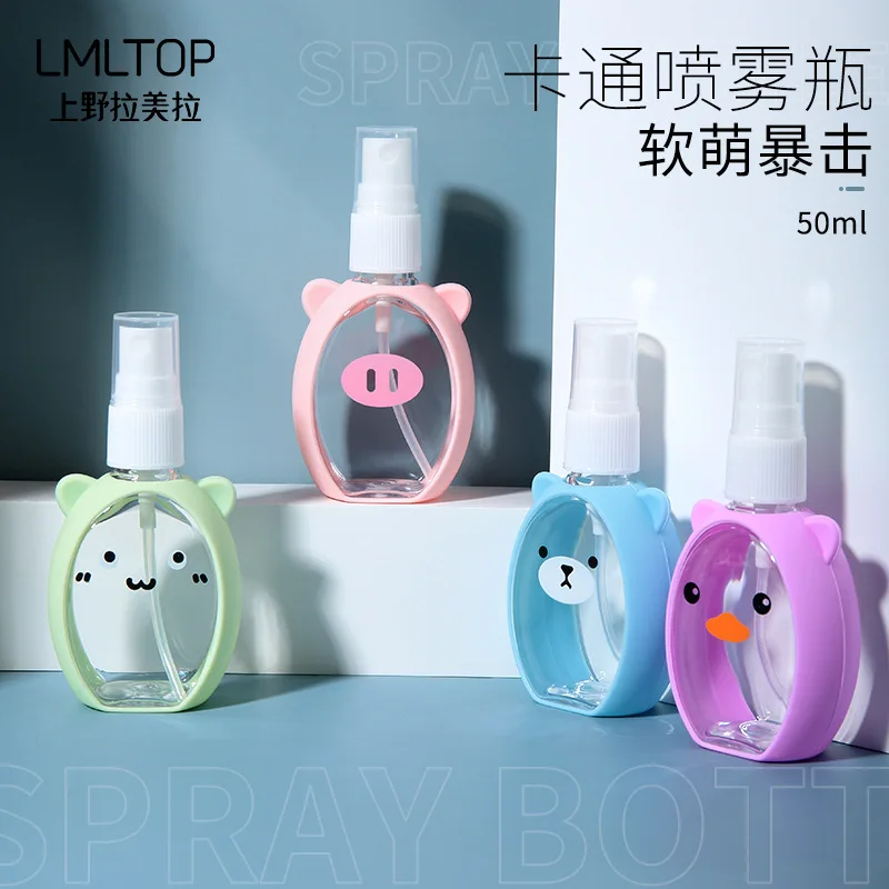 50Ml Cartoon Schattige Draagbare Plastic Spuitflessen Lege Flessen Voor Toner Make-Up Verwijderaar Parfum Alcohol Pers Reisflessen