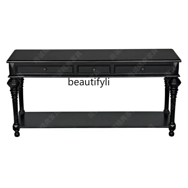 

HAmerican solid wood entrance cabinet Entry table French neoclassical wall long table sofa back table decorative cabinet