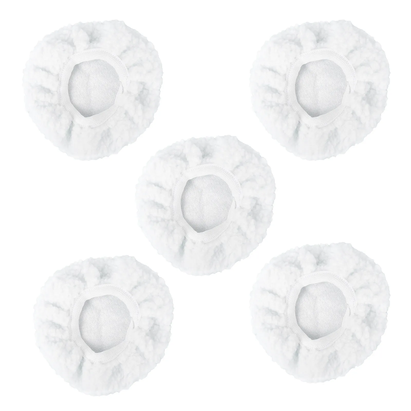 

5 pcs Lambswool Bonnet Pads 5-6 Inch For Car Polishing Waxing Reusable Microfiber Wax Applicator Pad For Chair Interior