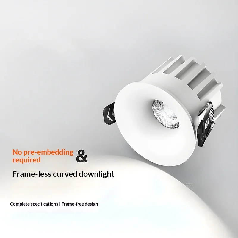 Invisible, Frameless, Anti-glare Recessed Downlights; LED Recessed Curved Downlights for Living Room and Hallway