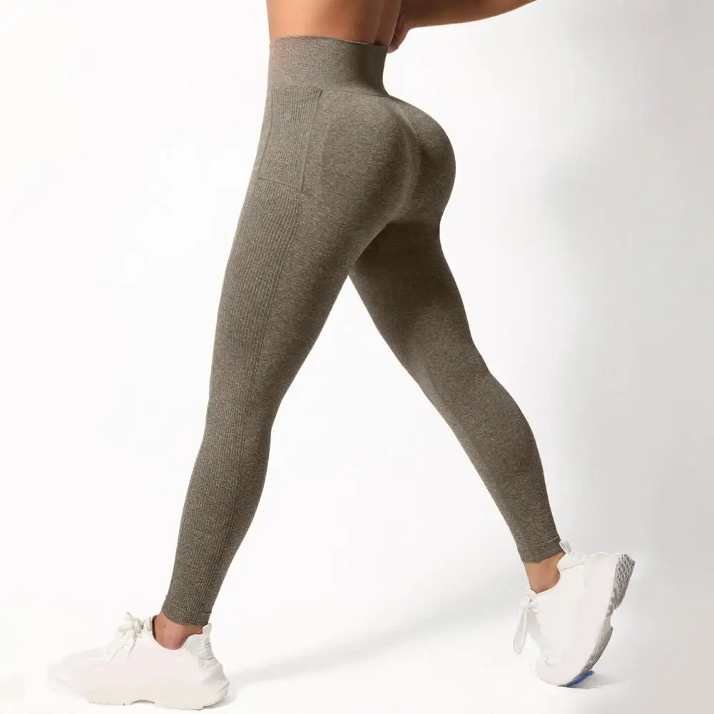 Женские брюки для йоги, леггинсы в рубчик с высокой талией и боковым карманом, спортивные брюки в 3d инженерном стиле для женщин, однотонные брюки для йоги