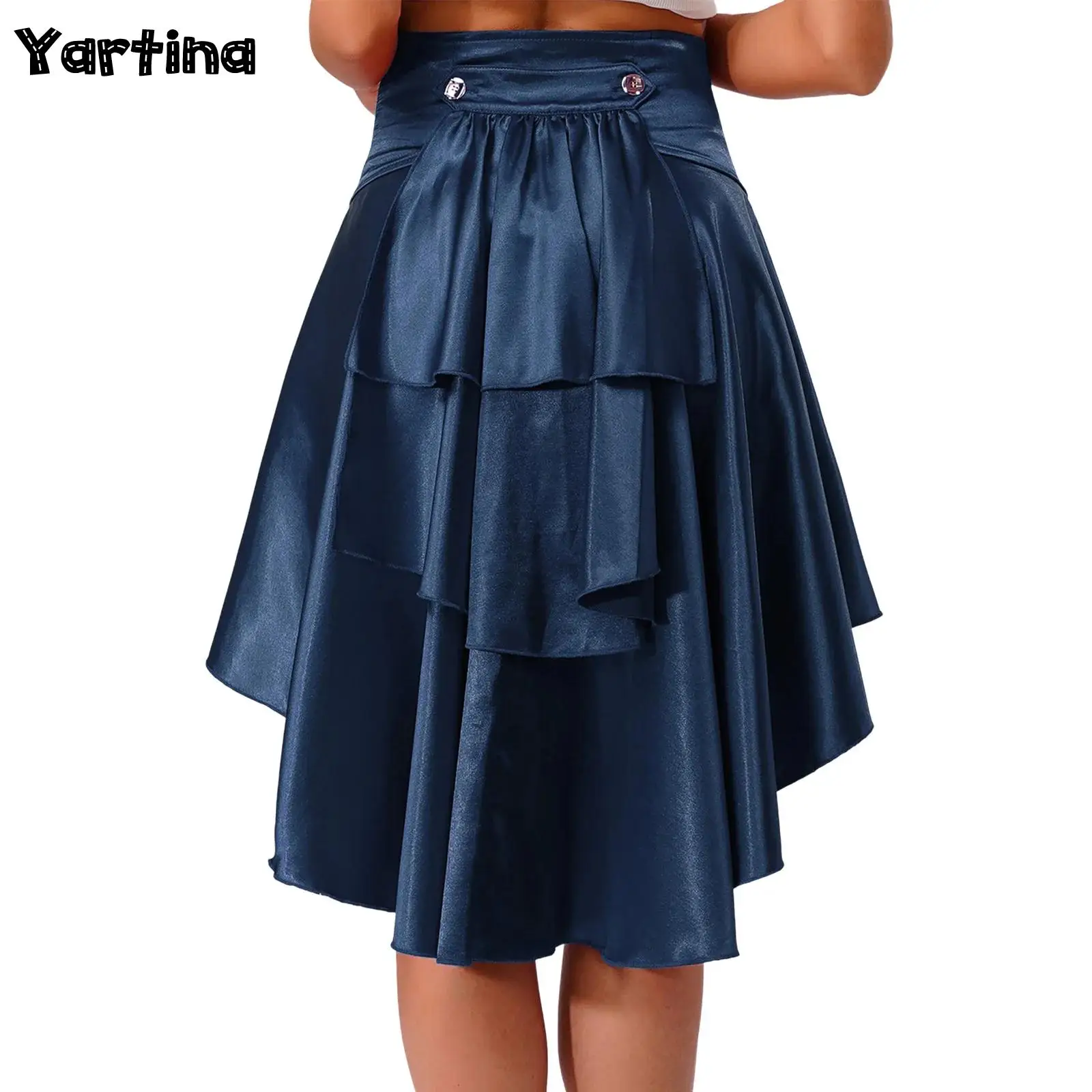 

Женская винтажная пиратская юбка, средневековый Ренессанс, Хэллоуин, карнавальный костюм, стимпанк, готические многоуровневые юбки на шнуровке спереди с рюшами