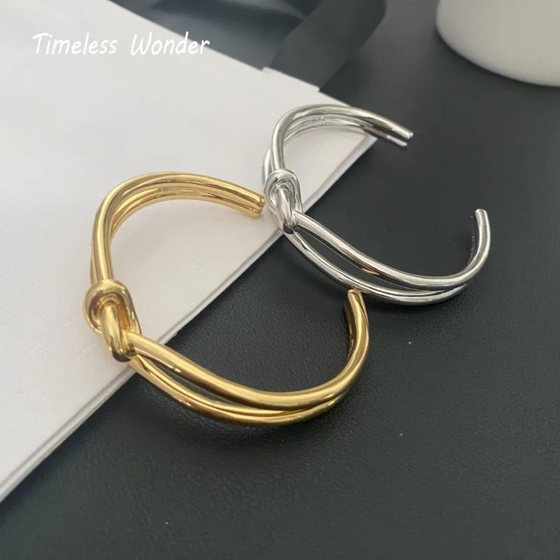 

Timeless Wonder Fancy Geo Knot Bangle Bracelet for Women Designer Jewelry Goth Runway Top Trendy Rare Gift Sweet 4526