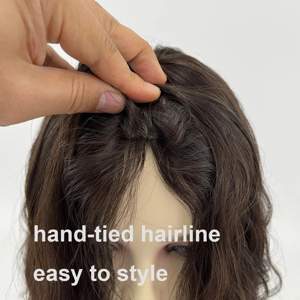 Jewish-女性用シルクベースのショートボブウィッグ,ルーズウェーブ,バージン人毛,コーシャウィッグ,太い端,ナチュラルウェーブシルクトップ,14インチ