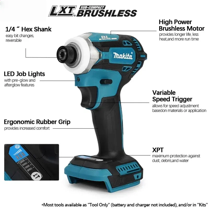 ไขควงกระแทกไร้สาย Makita DTD171 มอเตอร์ไร้แปรงถ่าน ไขควงไฟฟ้าลิเธียม แรงบิดสูง ใช้แบตเตอรี่ Makita 18v เครื่องมือไฟฟ้าแบบชาร์จได้