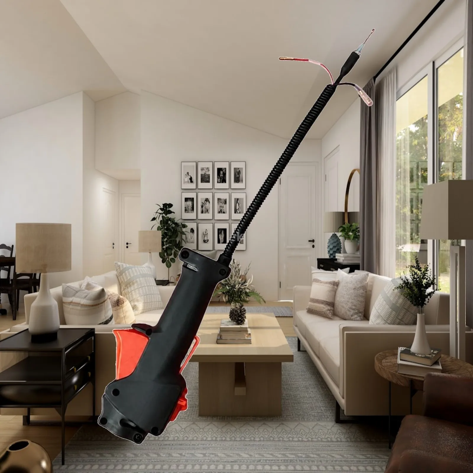 Replacement Pole Saw Throttle Cable for Gas Trimmer with Compact Grip Housing and Wire Leads