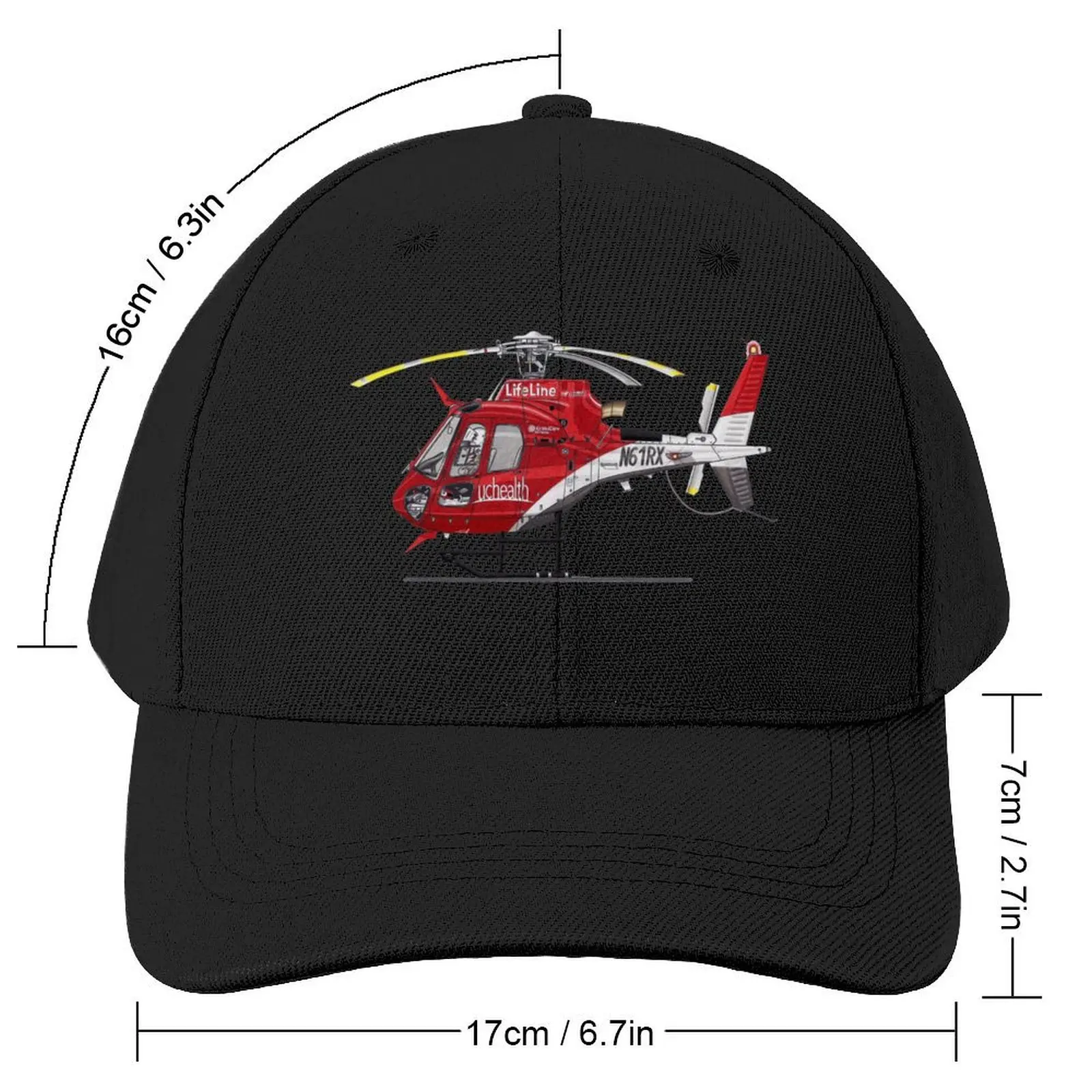 Airbus H125 / Eurocopter AS350 B3 UCHealth LifeLine N61RX Baseball Cap Icon Thermal Visor Trucker Hat Mens Tennis Women's