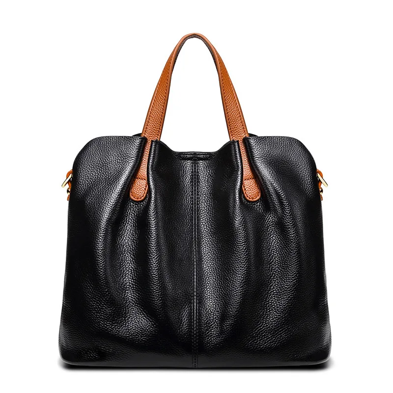 Genuine Leather Women\'s Bags Fashion Commute Handbags Solid Color Tote Messenger Luxury Designer Shoulder Cossbody Bag Female