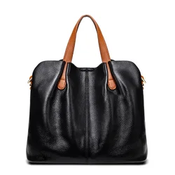 Genuine Leather Women's Bags Fashion Commute Handbags Solid Color Tote Messenger Luxury Designer Shoulder Cossbody Bag Female