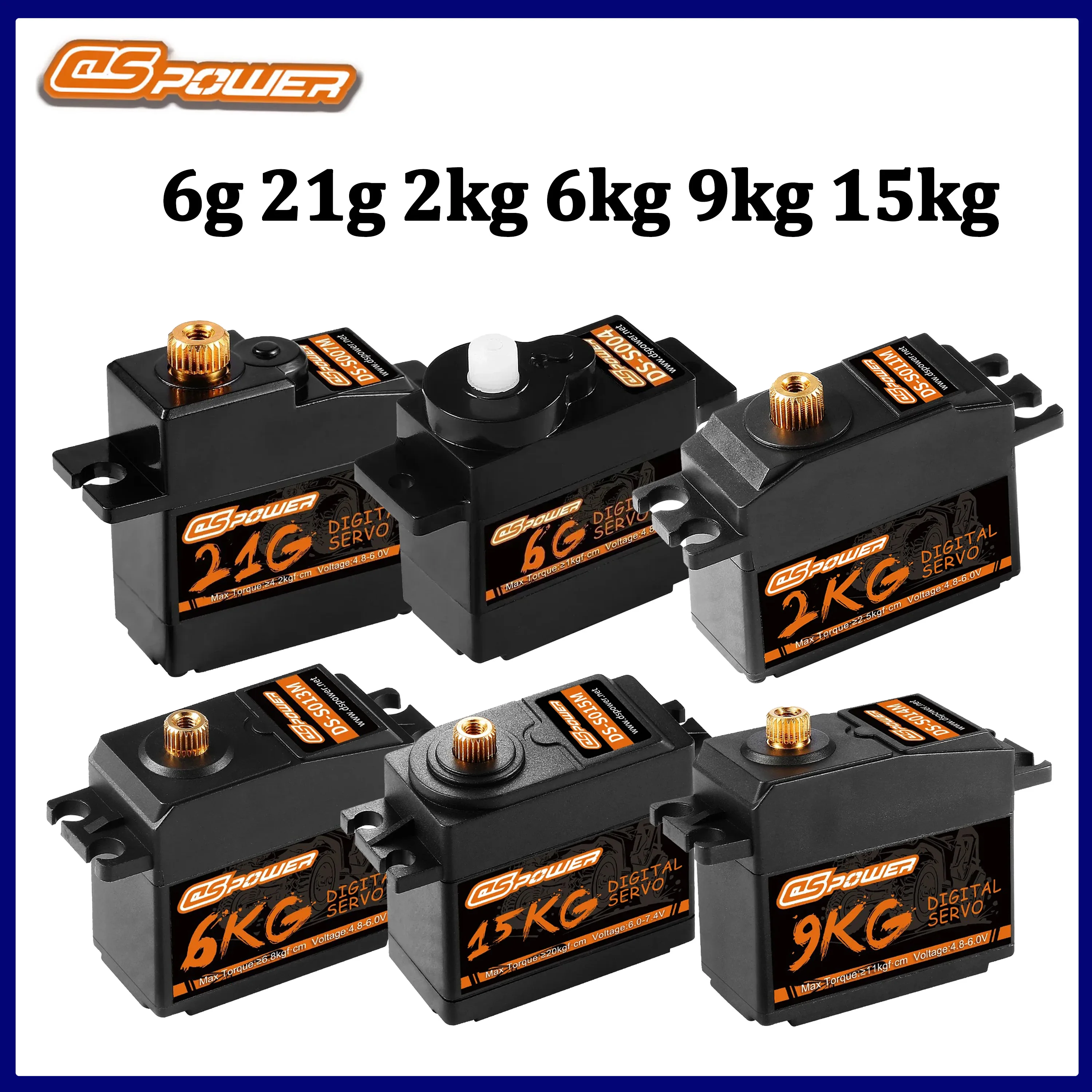 DSPOWER 6g 21g 2kg 6kg 9kg 15kg Digital Servo Motor Metal Plastic Gear for 1/8 1/10 1/14 1/16 1/24 RC Car Crawler Plane WPL MN