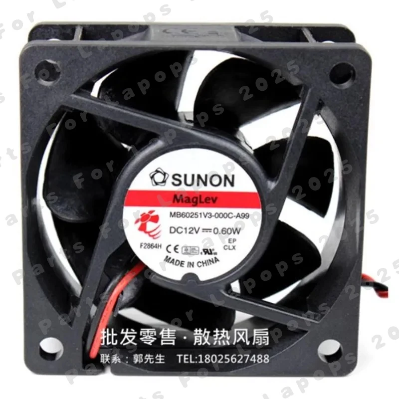 

Вентилятор охлаждения J For SUNON MB60251V3-000C-A99 12V 0.6W 6CM, новый, бесшумный, 1 шт., 60×60×25 мм