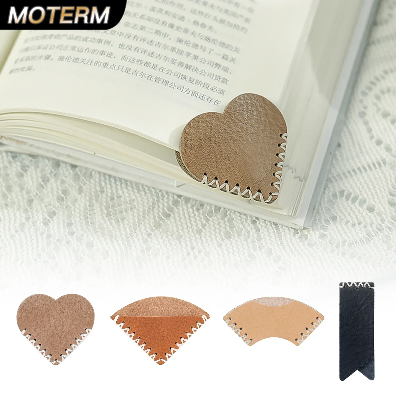 

Moterm High-Quality Leather Bookmark 4 pcs/Set Vegetable Tanned Leather Page Corner Handmade Book Marker for Reading Bookmarks