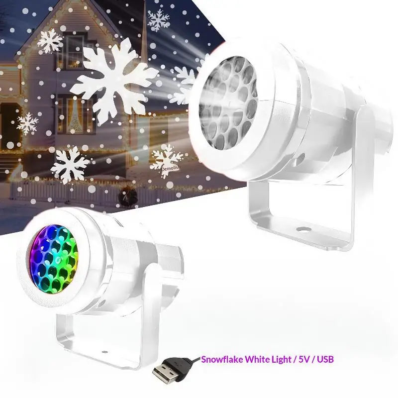 Christmas LED Projector Night Light Dynamic Snowflake Kids Bedroom Holiday Party Stage Atmosphere DecorationBH-ELEVEN