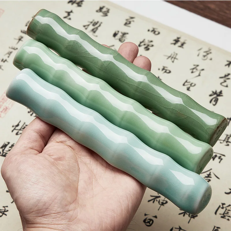 

Creative Ceramics Paperweight Bamboo Joint Chinese Calligraphy Supplies Book Photo Gift Brush Pen Holder Rest Painting Tool New