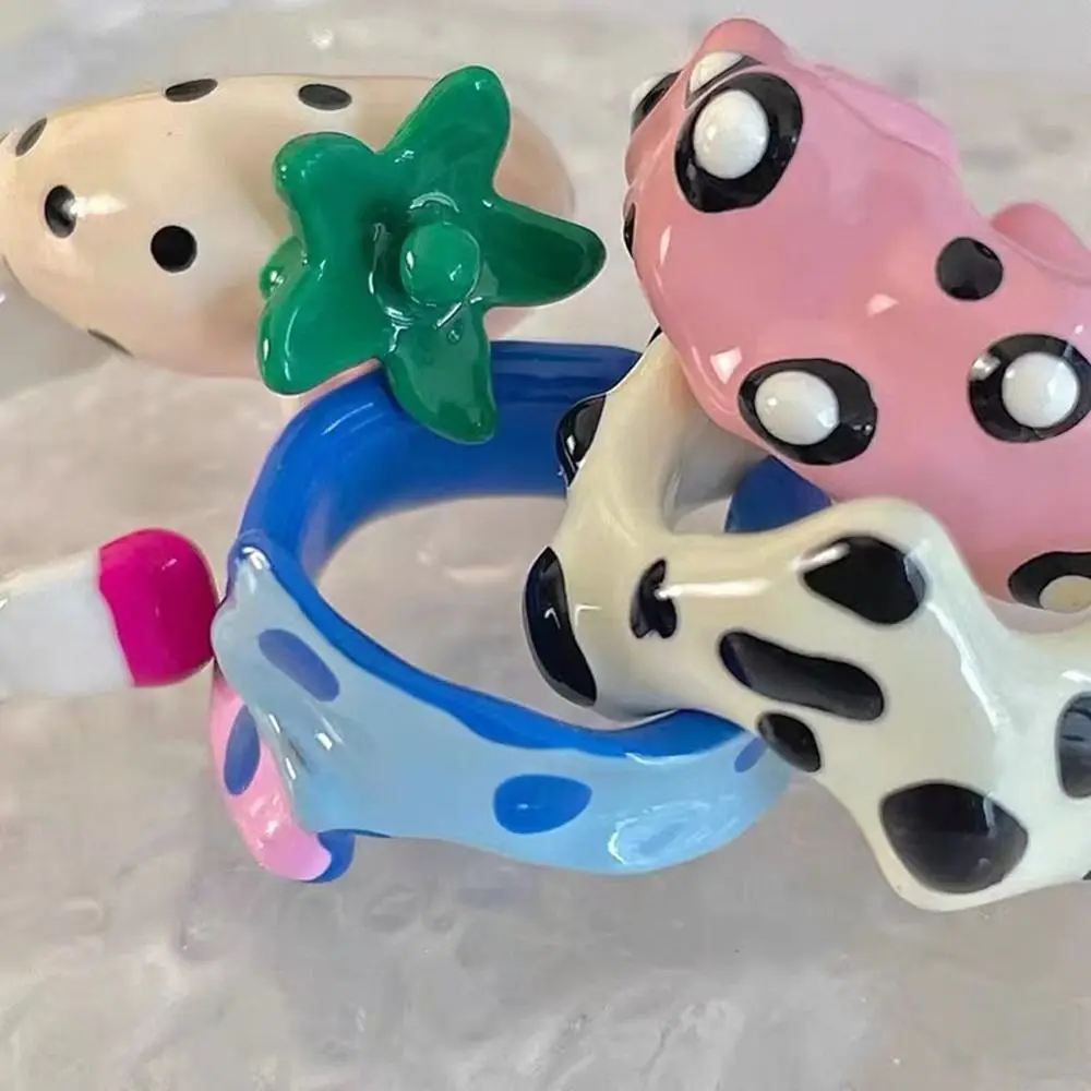 Niche Design Ins Style Oil Dropping Process Girl  Gift Polka Dot Y2K Fashion Jewelry Vintage Ring Women Ring Korean Style Ring