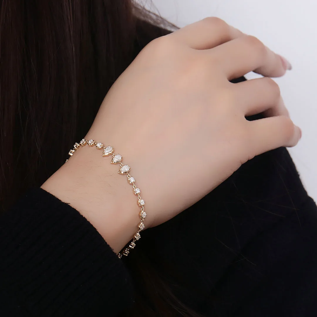 Provence Minimalist Bracelet for Women 7In 14K Yellow Gold DEF/VS Lab Diamonds Trendy New Design Everyday Bracelet Chain Custom