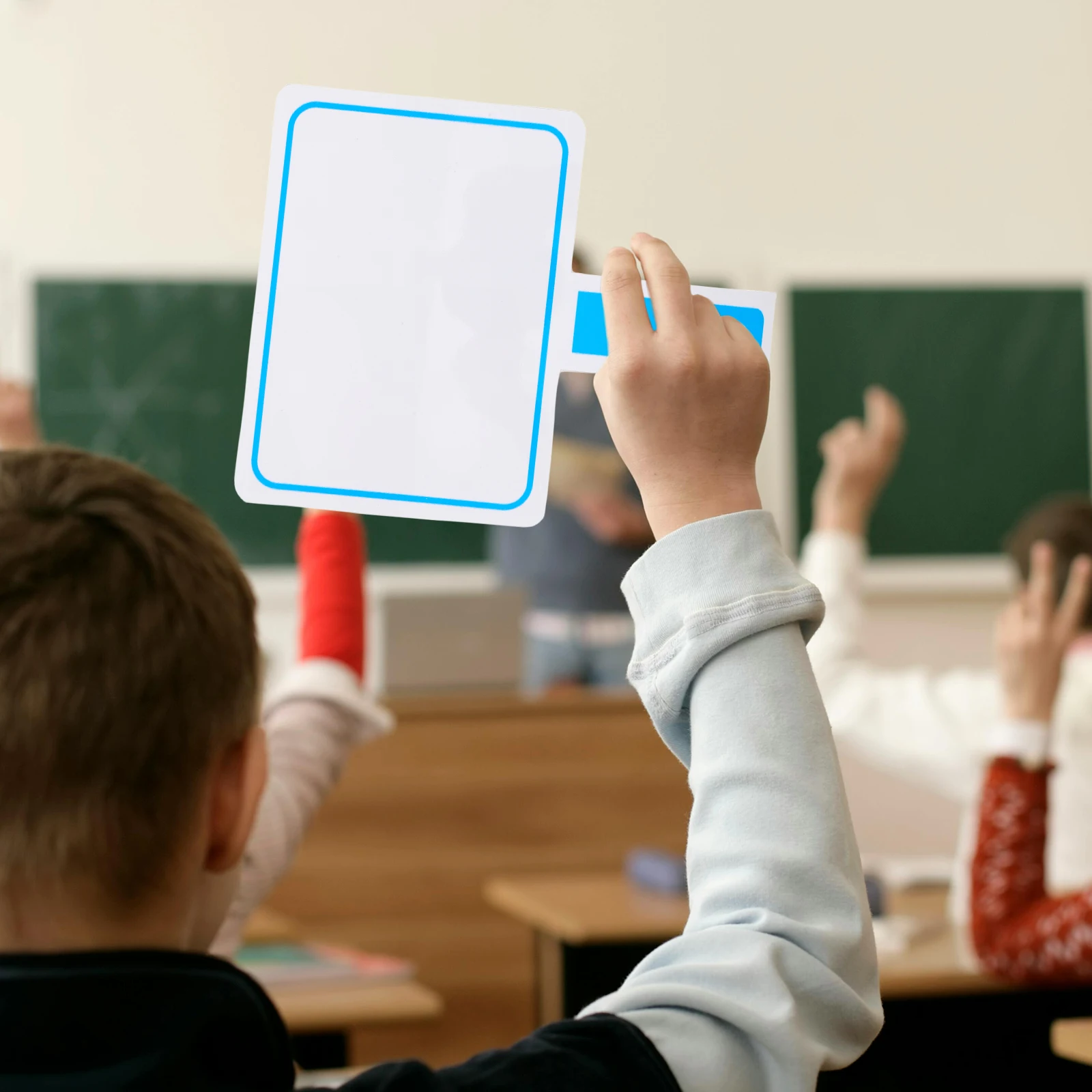 سبورة بيضاء محمولة على الوجهين، مجداف صغير جاف للتصويت في الفصول الدراسية، إجابات الطلاب للتعلم التفاعلي المحمول PVC #3