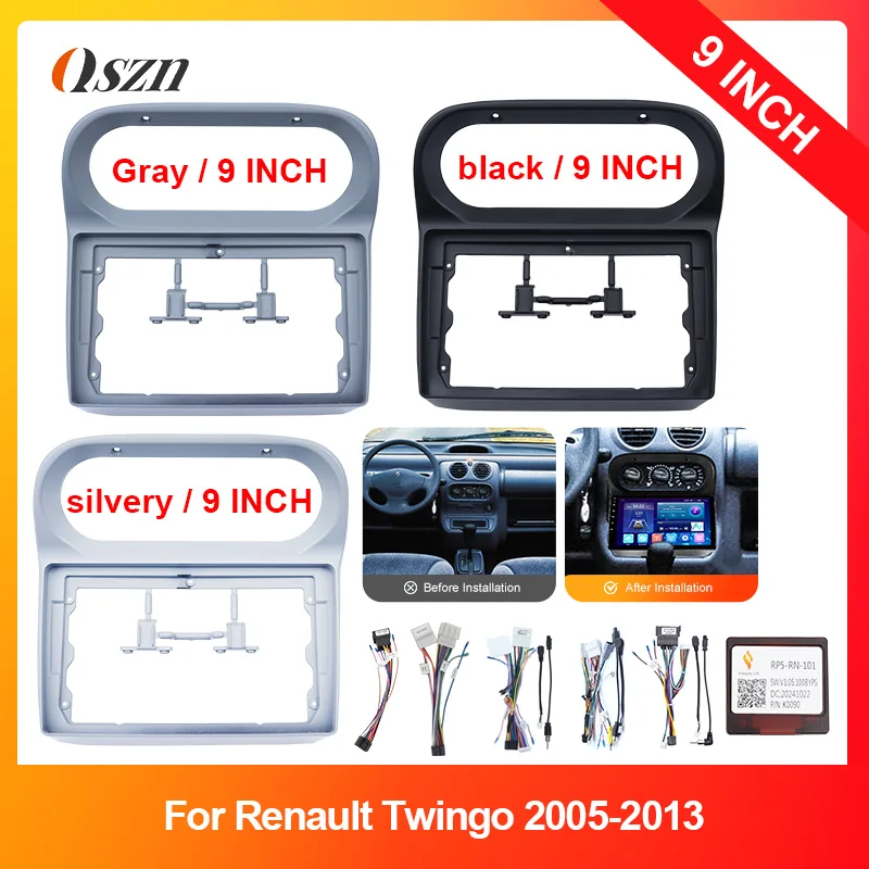 

9 inch Car Fascia For Renault Twingo 2005-2013 DVD Frame Adapter Stereo Radio Audio Dash Head Unit Navigation Harness Panel Kit