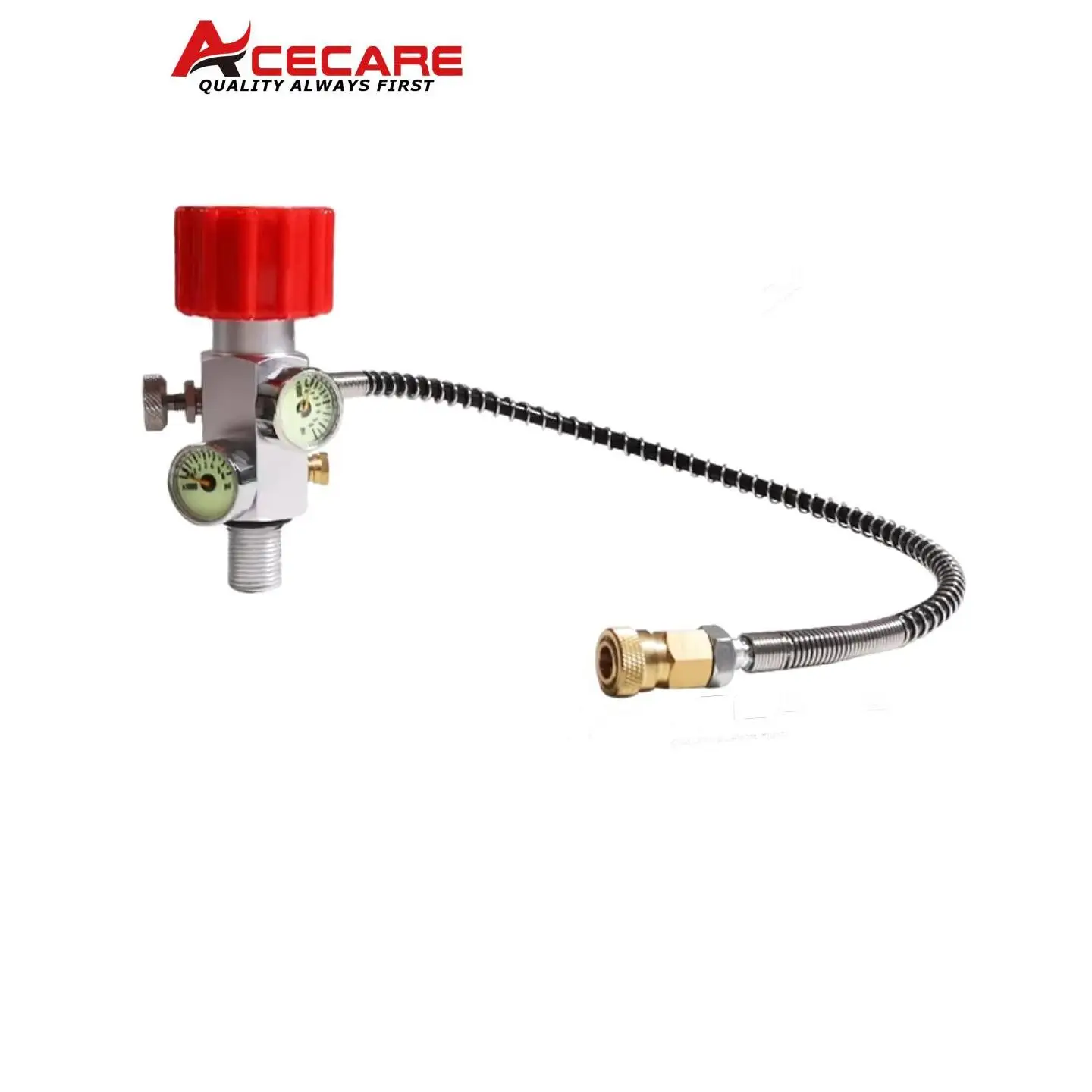 ACECARE 4500Psi 300Bar Fill Station Stainless Steel Charging Valve Dual Gauge Regulator Adapter with 24