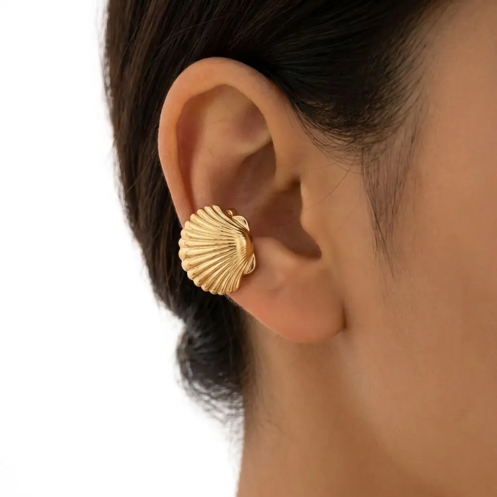 Punk Flower C Shape Ear Cuff Golded Metal C-shaped Ear Clip Minimalism Silver Gold Jewelry Wear
