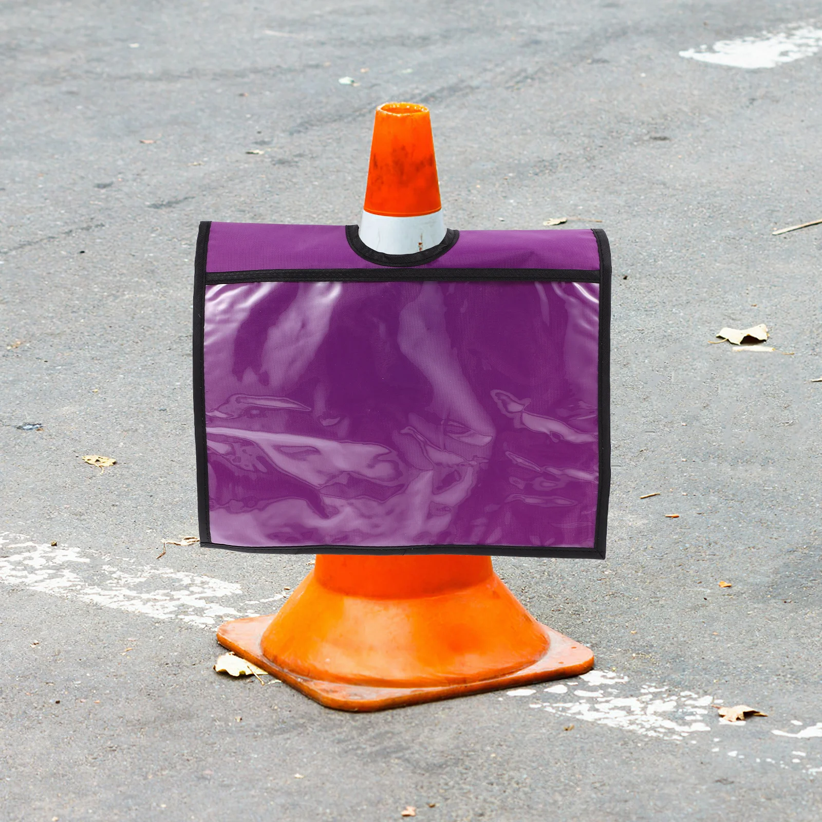 

2 Pcs Traffic Cone Warning Sign Cover A4 Waterproof PVC PE Sleeve Outdoor Safety Sign Reflective Caution Message Pocket