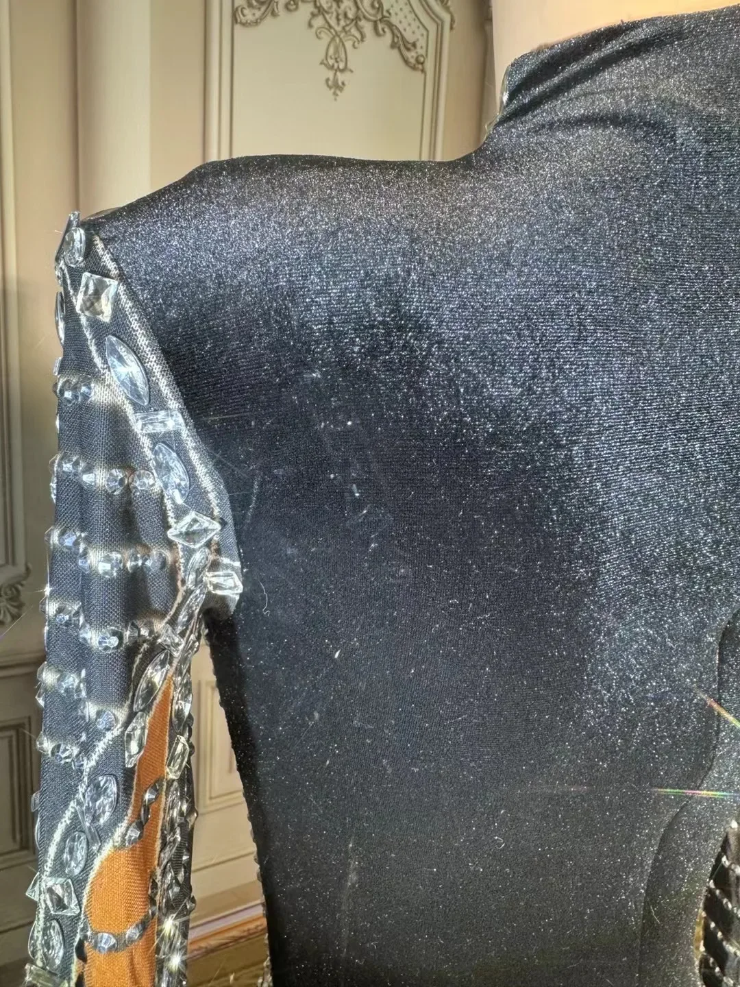 생일 원피스 투명 메쉬 슬림 긴팔 패션 블랙 벨벳 롱 원피스 나이트바 클럽 파티 디너 웨어, 무대 코스튬