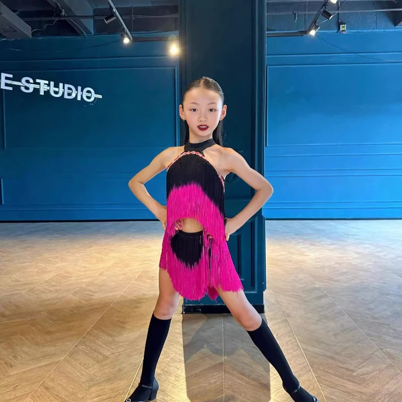 

Women's tassel tassel dance dress ballroom Latin tango salsa practice performance dance costume dress red