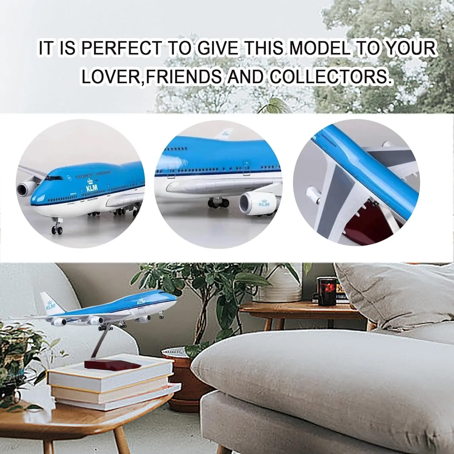 

1/157 Scale 47CM airplane kids toys B747 KLM Royal Dutch Airlines Model With Light & Wheels Diecast 747 Resin Plane Collection