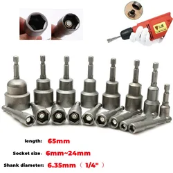 6mm-24mm Hex Sockets Sleeve Nozzles Nut Driver Set Screwdriver Set Hex Shank Electric Drill Bits Tool Socket Wrenches Spanner